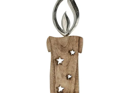 Große Kerze mit silberner Flamme auf Sockel - Dekorativ, 52cm Hoch TK Gruppe® Grosshandel 