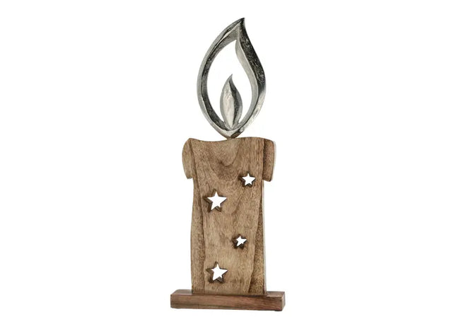 Große Kerze mit silberner Flamme auf Sockel - Dekorativ, 52cm Hoch TK Gruppe® Grosshandel 