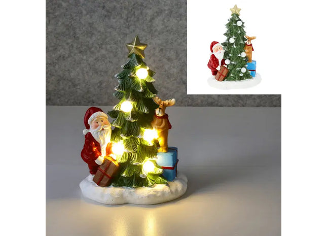 Große LED Landschaft mit Wichtel und Baum, Dekorative Szene, 25 cm Höhe TK Gruppe® Grosshandel 