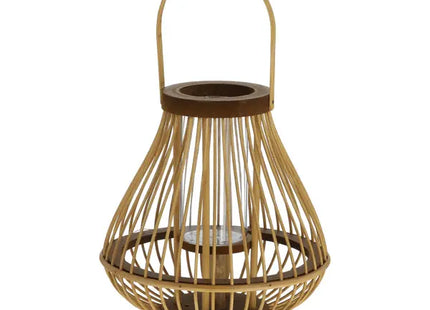 Große Laterne mit Henkel, bauchig, Rattan, ca. 27cm Höhe – Natürliche und stilvolle Beleuchtung TK Gruppe® Grosshandel 