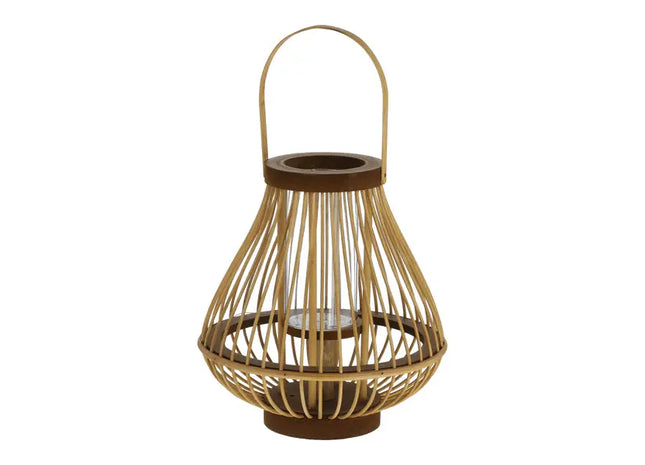 Große Laterne mit Henkel, bauchig, Rattan, ca. 27cm Höhe – Natürliche und stilvolle Beleuchtung TK Gruppe® Grosshandel 