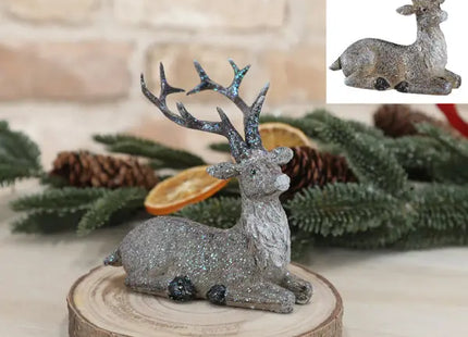 Große Liegende Hirsch Figur, Braun, 11,5cmH - Dekoratives Wald-Ornament TK Gruppe® Grosshandel 
