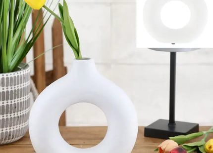 Große Mattweiße Keramikvase, Modernes Design, ca. 18x6x19 cm TK Gruppe® Grosshandel 