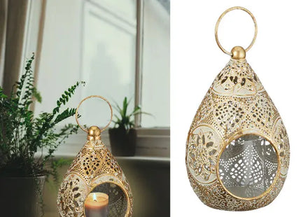 Große Metall-Laterne mit Glas und Mandala-Design, Höhe ca. 19,5 cm TK Gruppe® Grosshandel 