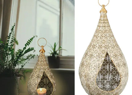 Große Metalllaterne mit Glas und Mandala-Muster, Höhe ca. 48 cm TK Gruppe® Grosshandel 