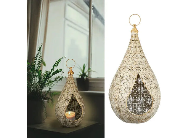 Große Metalllaterne mit Glas und Mandala-Muster, Höhe ca. 48 cm TK Gruppe® Grosshandel 