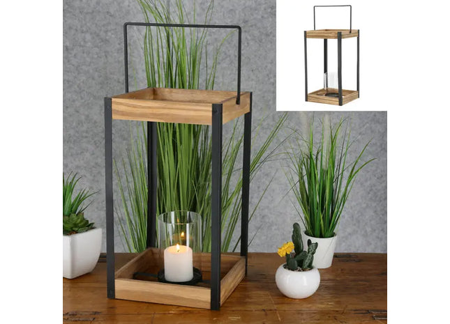 Große Metalllaterne mit Glas, Elegantes Windlicht, 55 cm Höhe TK Gruppe® Grosshandel 