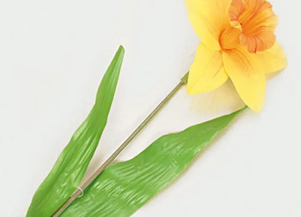 Große Narzissen-Dekoration, 63x13cm mit zwei Blättern - Ideal für den Garten TK Gruppe® Grosshandel 