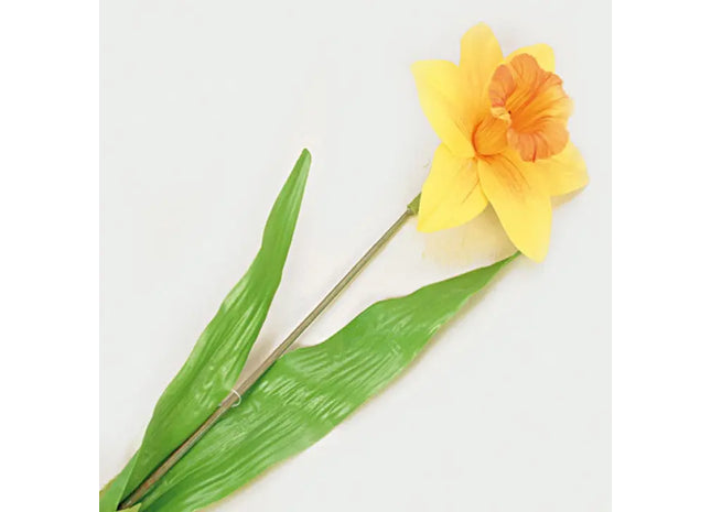 Große Narzissen-Dekoration, 63x13cm mit zwei Blättern - Ideal für den Garten TK Gruppe® Grosshandel 