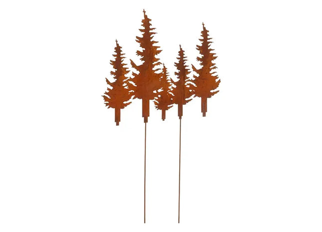 Große Rostige Tannen-Gartenstecker, 5er-Set, Höhe ca. 72 cm TK Gruppe® Grosshandel 
