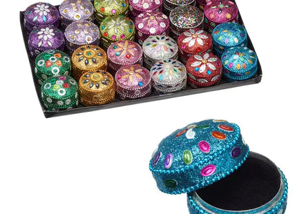 Große Runde Schmuckdose im Orient-Stil - 4,5 cm Durchmesser, Diverse Muster TK Gruppe® Grosshandel 