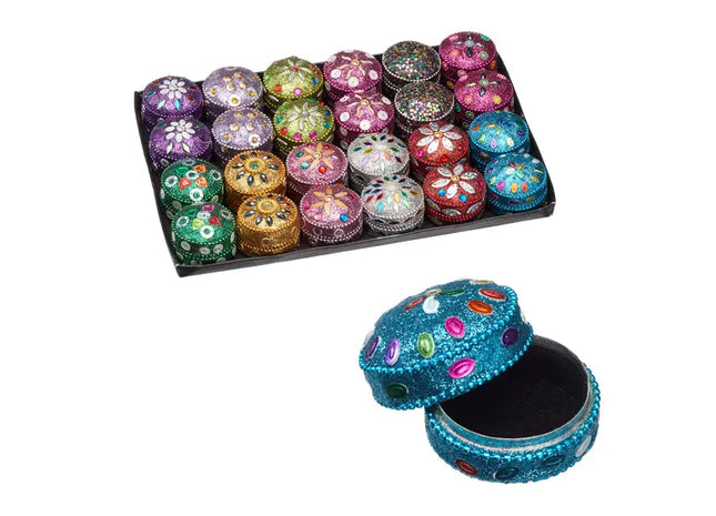 Große Runde Schmuckdose im Orient-Stil - 4,5 cm Durchmesser, Diverse Muster TK Gruppe® Grosshandel 