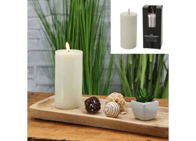 Große Rustikale Elfenbein LED Kerze 'New Flame', 7,5x15cm - Edles Dekor TK Gruppe® Grosshandel 