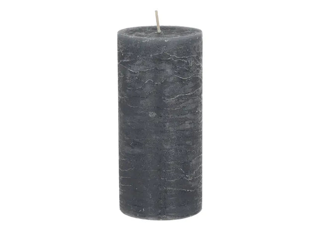 Große Rustikale Stumpenkerze in Grau, 7x15cm - Stilvolles Dekorelement TK Gruppe® Grosshandel 