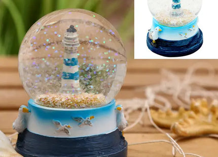 Große Schneekugel mit Leuchtturm-Motiv, Dekoratives Sammlerstück, ca. 9cm Durchmesser TK Gruppe® Grosshandel 