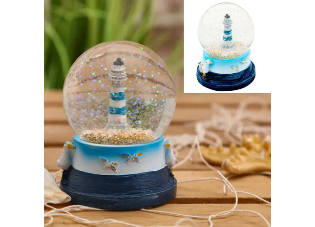 Große Schneekugel mit Leuchtturm-Motiv, Dekoratives Sammlerstück, ca. 9cm Durchmesser TK Gruppe® Grosshandel 
