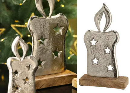 Große Silberne Kerze auf Sockel - Elegante Raumdekoration, ca. 26cm Höhe TK Gruppe® Grosshandel 