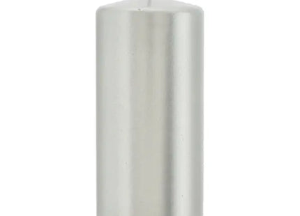 Große Silberne Metallic Stumpenkerze, 15cm - Elegantes Ambiente TK Gruppe® Grosshandel 