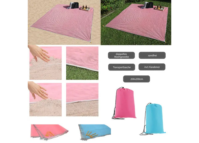 Große Strandmatte, Sandabweisend, 2er Set, 200x200 cm, Wasserfest TK Gruppe® Grosshandel 