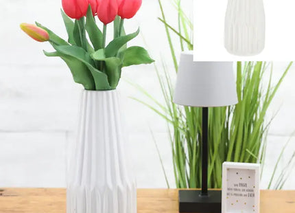 Große Weiße Konische Keramikvase 21cm – Elegantes Design 2 TK Gruppe® Grosshandel 