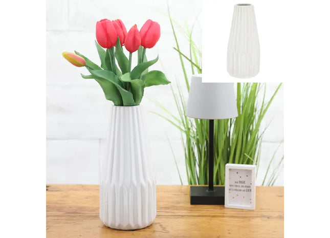 Große Weiße Konische Keramikvase 21cm – Elegantes Design 2 TK Gruppe® Grosshandel 