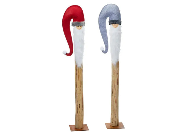 Große Wichtelfiguren aus Filz auf Holzstamm, 2er-Set, Ca. 137cm Hoch TK Gruppe® Grosshandel 