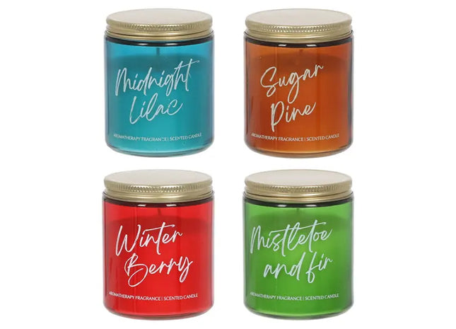 Große Winter-Duftkerze im Glas, 9cm Höhe, 4er Set TK Gruppe® Grosshandel 