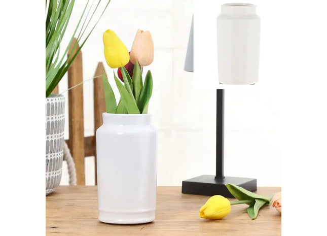 Große weiße Keramikvase in Matt, Maße: ca. 7 x 13 cm – Elegante Raumdekoration TK Gruppe® Grosshandel 