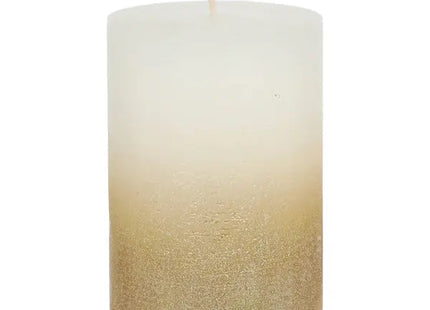 Große weiße-goldene Stumpenkerze mit Glitzer, ca. 10cm hoch - Festliche Dekoration für besondere Anlässe TK Gruppe® Grosshandel 