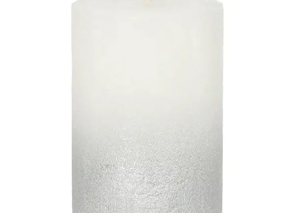 Große weiße-silberne Stumpenkerze mit Glitzer, ca. 10cm hoch - Elegante Kerze für festliche Dekoration TK Gruppe® Grosshandel 