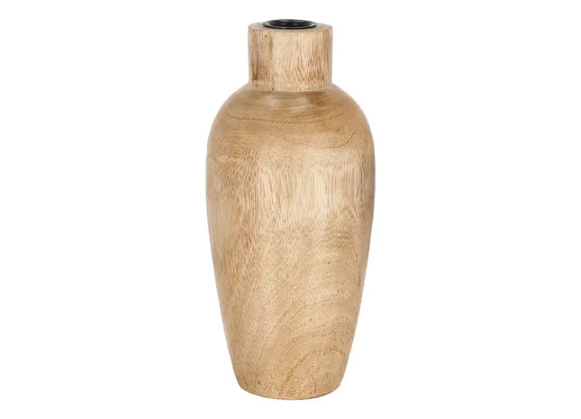 Großer Bauchiger Stabkerzenhalter aus Mangoholz, 21cm - Elegantes Dekor TK Gruppe® Grosshandel 