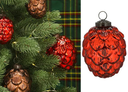 Großer Christbaumhänger Zapfen, Rot, 8x10 cm – Weihnachtsschmuck TK Gruppe® Grosshandel 
