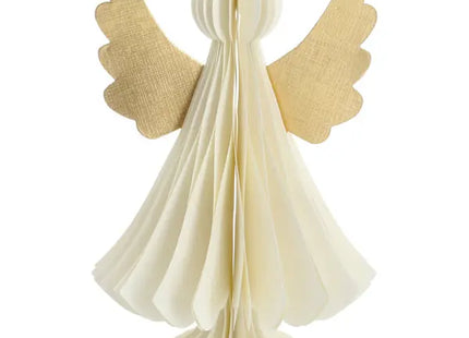 Großer Creme-Farbener Honeycomb Engel - 25cm Hoch, Deko-Anhänger TK Gruppe® Grosshandel 