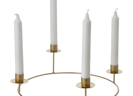 Großer DIY Adventskranz mit Stabkerzenhaltern, Gold, 33x10 cm TK Gruppe® Grosshandel 