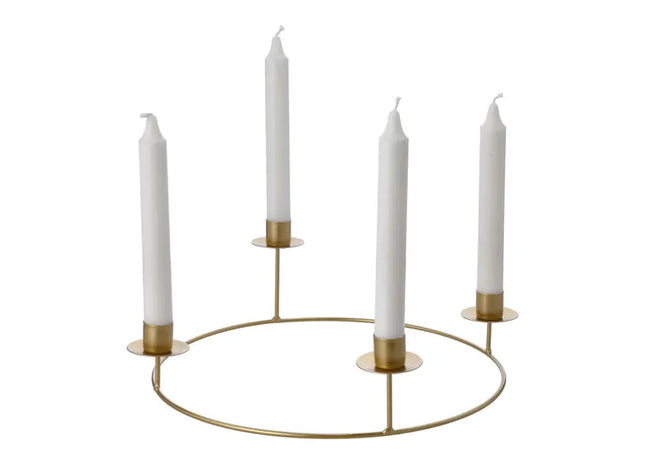 Großer DIY Adventskranz mit Stabkerzenhaltern, Gold, 33x10 cm TK Gruppe® Grosshandel 