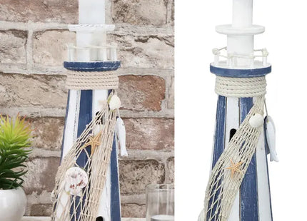 Großer Deko-Leuchtturm mit Fischmotiven, 12x37x12 cm – Maritimer Schick TK Gruppe® Grosshandel 