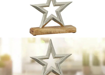 Großer Deko-Stern auf Standfuß, Elegantes Design, 21cm Hoch TK Gruppe® Grosshandel 