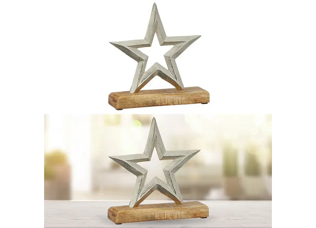 Großer Deko-Stern auf Standfuß, Elegantes Design, 21cm Hoch TK Gruppe® Grosshandel 