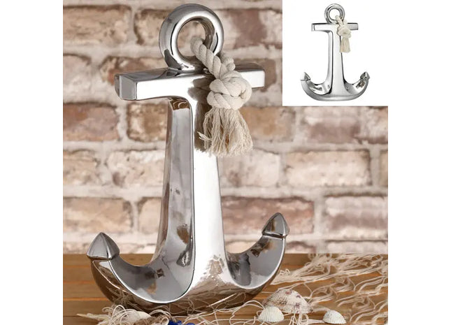 Großer Dekorativer Anker in Silber, Höhe ca. 35,5 cm TK Gruppe® Grosshandel 