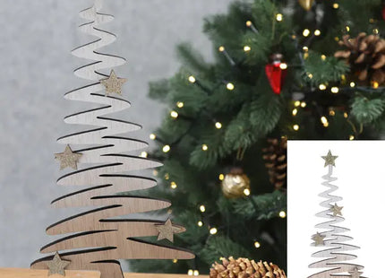 Großer Dekorativer Holz-Spiralbaum, 30cm Hoch - Modernes Design TK Gruppe® Grosshandel 