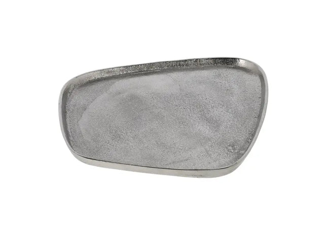 Großer Dekoteller aus Aluminium in Silber mit Stein-Finish, Breite 36cm TK Gruppe® Grosshandel 