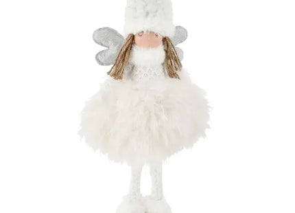 Großer Engel aus Weiß-Silbernem Flausch - Himmlische Deko, 48 cm TK Gruppe® Grosshandel 