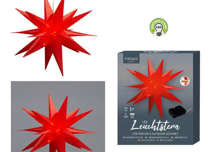 Großer Faltbarer LED Stern, Rot, Outdoor, Ø 60cm – Festliche Außendekoration TK Gruppe® Grosshandel 