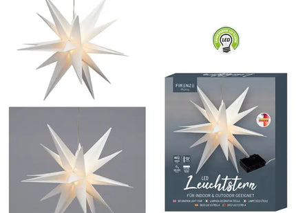 Großer Faltbarer LED Stern, Weiß, Outdoor, Ø 60cm – Stilvolle Außendeko TK Gruppe® Grosshandel 