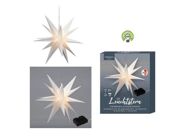 Großer Faltbarer LED Stern, Weiß, Outdoor, Ø 60cm – Stilvolle Außendeko TK Gruppe® Grosshandel 