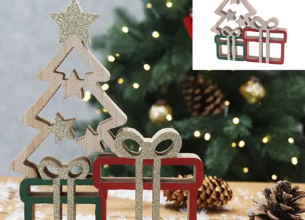 Großer Festlicher Holz-Weihnachtsbaum mit Präsentboxen, ca. 17x21cm TK Gruppe® Grosshandel 