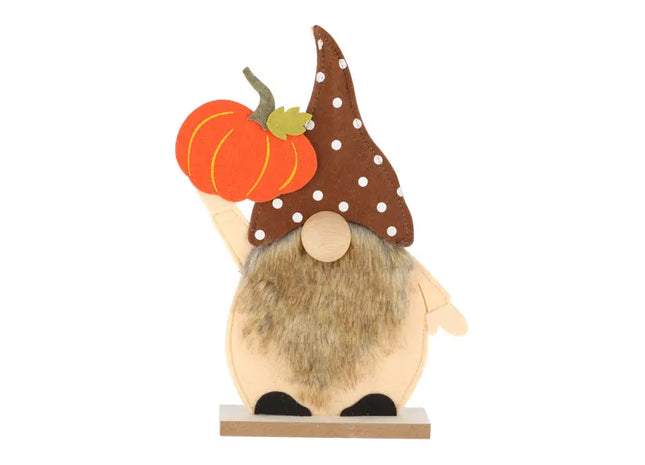 Großer Filzwichtel mit Kürbis, Herbstdeko, Höhe ca. 32cm TK Gruppe® Grosshandel 