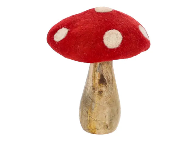 Großer Fliegenpilz aus Mangoholz, ca. 17cm - Dekorative Skulptur TK Gruppe® Grosshandel 