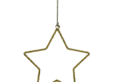 Großer Goldener Hängestern mit Glasperlen, Durchmesser 20cm TK Gruppe® Grosshandel 