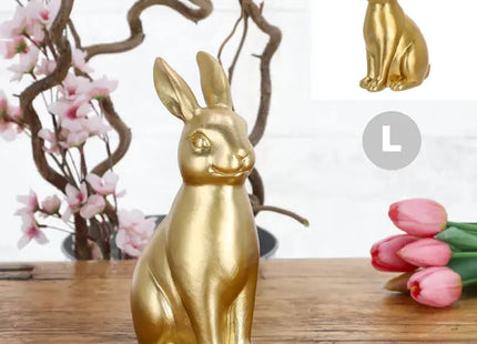 Großer Goldener Hase, Polyresin, 22cm Hoch, Dekorative Hasenfigur TK Gruppe® Grosshandel 